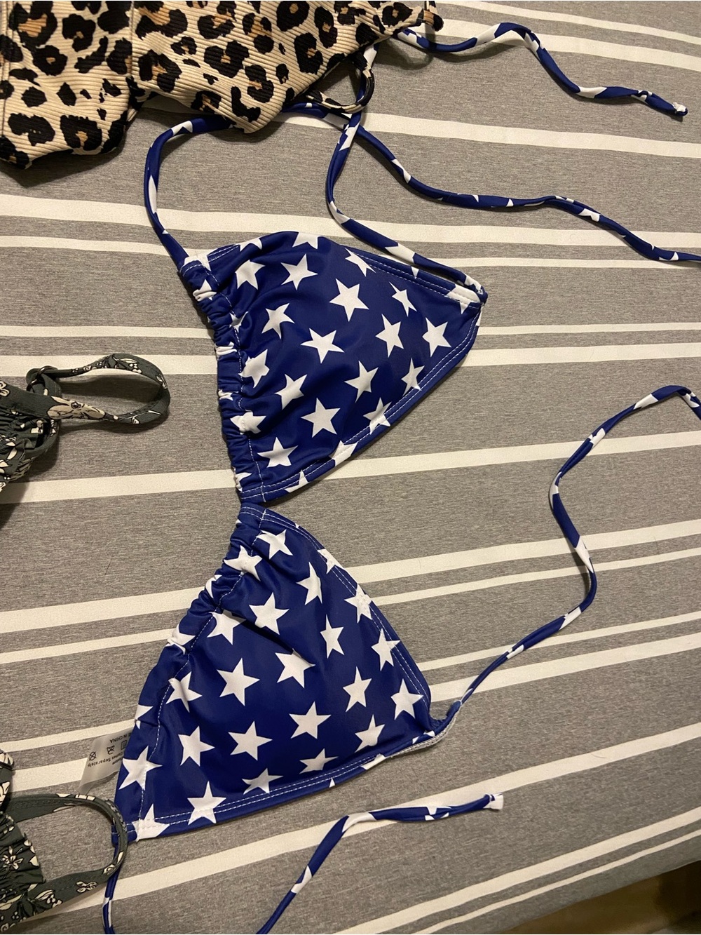 Source Unknown Women’s Multi-Pattern Swim Bikini Tops — Blue, Black, Tan, Green - Picture 4 of 10